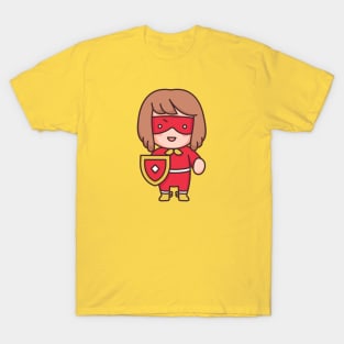 Cute Superhero Kid in Costume T-Shirt